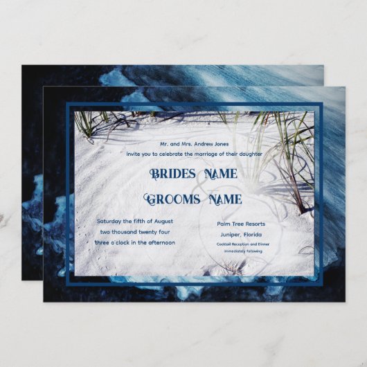 Coastal Windswept Beach Ocean Wedding Kaart (Voorkant / Achterkant)