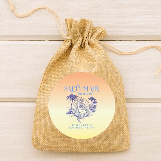 Coastal Yellow Cowgirl Mermaid Birthday Party Ronde Sticker