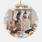 Coastal Zee Shell Onze Eerste Kerstfoto Keramisch Ornament (Achterkant)
