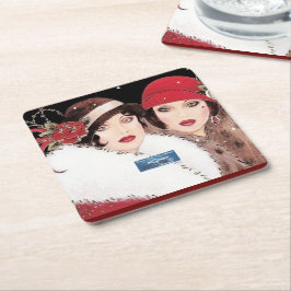Coaster 1 Burg(Winter Rood 2) RFPMDesigns Kartonnen Onderzetters