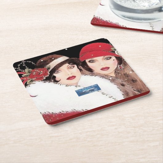 Coaster 1 Burg(Winter Rood 2) RFPMDesigns Kartonnen Onderzetters (Schuin)