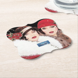 Coaster 3 Burg(Winter Rood 2) RFPMDesigns 2024 Kartonnen Onderzetters