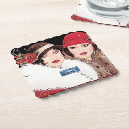 Coaster 6 Burg(Winter Rood 2) RFPMDesigns 2024 Kartonnen Onderzetters