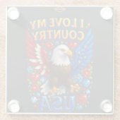 Coaster Design: I Love My Country - USA Glazen Onderzetter (Achterkant)