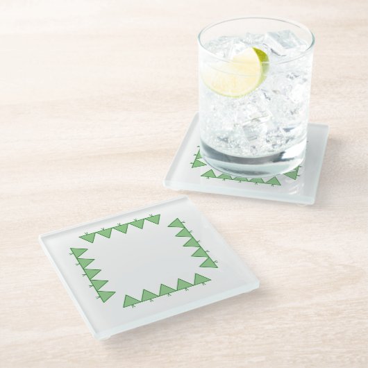 Coaster - Driehoekige Kerstbomen Glazen Onderzetter (Schuin)
