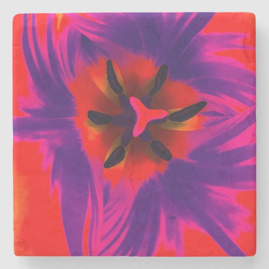 Coaster, floral design, tulip stenen onderzetter (Voorkant)