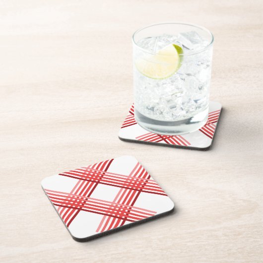 Coaster - Rode Strepen Kruislings Diagonaal Bier Onderzetter (Rechterzijde)