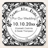 Coaster Save The Date - Elegante Zwart en Wit Kartonnen Onderzetters (Voorkant)
