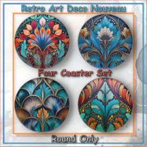 COASTER SET (4) - Retro Art Deco Nouveau