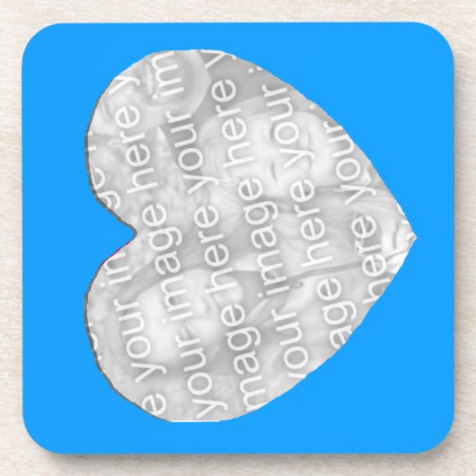 Coaster Set - Blauwe Hart Frame Drankjes Onderzetter (Voorkant)