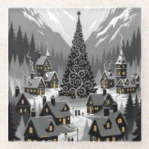 Coaster Silhouette  Snowy Scene