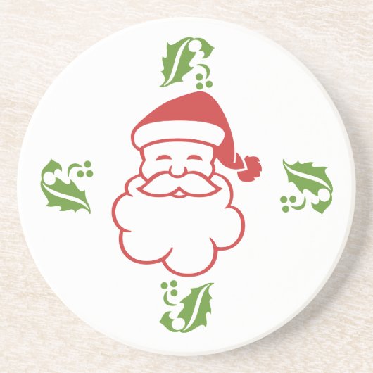 Coaster - Sinterklaas en hulst Zandsteen Onderzetter (Voorkant)