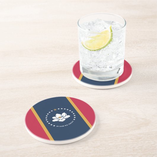 Coaster with Flag of Mississippi State, USA Zandsteen Onderzetter (Zijkant)