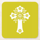 Coasters Floral Cross Yellow Kartonnen Onderzetters (Voorkant)