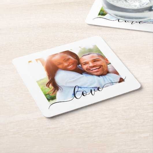 Coasters Liefde Tekst Foto Wit Kartonnen Onderzetters (Schuin)