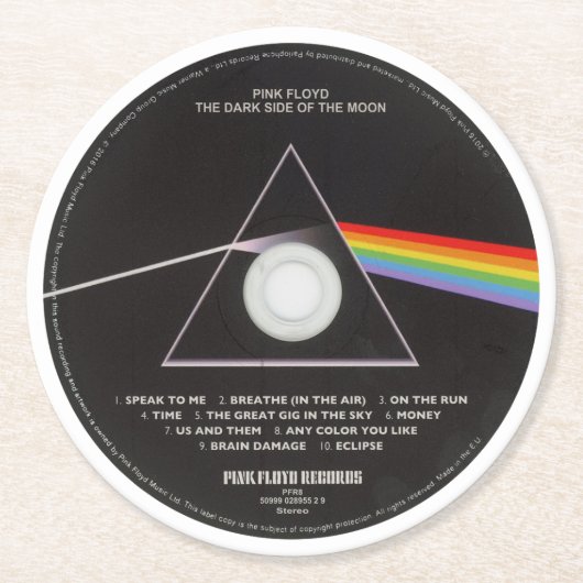 Coasters - Pink Floyd Dark Side Ronde Kartonnen Onderzetter (Voorkant)