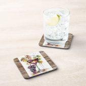 Coasters/ Porta copos/ Wine glass and Grapes Bier Onderzetter (Rechterzijde)