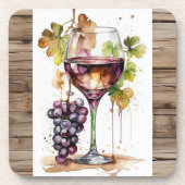 Coasters/ Porta copos/ Wine glass and Grapes Bier Onderzetter (Voorkant)