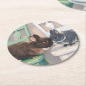 Coasters (Set of 6) Two Rabbits Ronde Kartonnen Onderzetter (Gebogen)