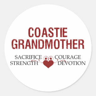 Coastie Grootmoeder Offerte, Kracht, Moed Ronde Sticker