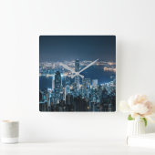 Coastline | Hong Kong Island, Asia Vierkante Klok (Huis)