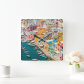 Coastline | Naples Italy Vierkante Klok (Huis)