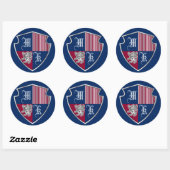 Coat of Arms Monogram Embleem Zilveren Leeuw Schil Ronde Sticker (Vel)