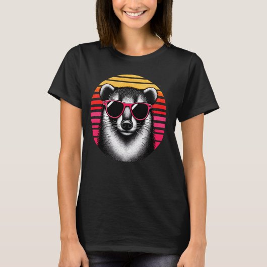 Coati Retro  Sunset Animal Zonnebril 70s T-shirt (Voorkant)