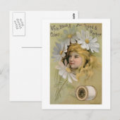 Coats Thread - Daisy Girl Briefkaart (Voorkant / Achterkant)