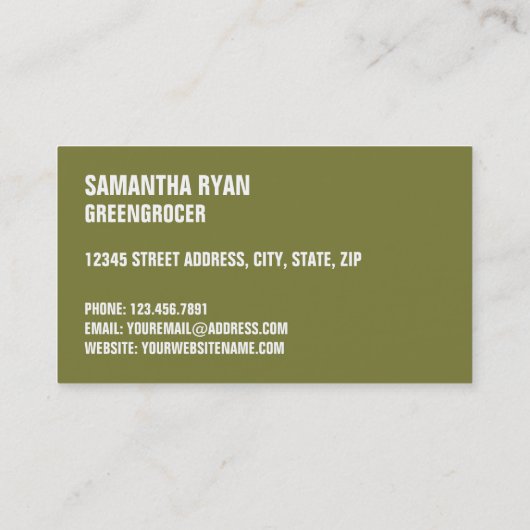 Cob, Greengrocers Visitekaartje (Achterkant)