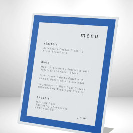 Cobald blue wedding menu Pedestal Sign Reclamebord Met Voetstuk