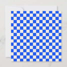 Cobalt and cream checkerboard pattern bedankkaart