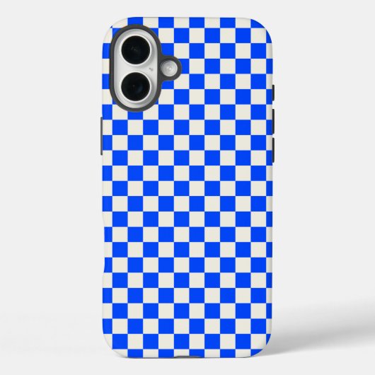 Cobalt and cream checkerboard pattern Case-Mate iPhone case (Achterkant)