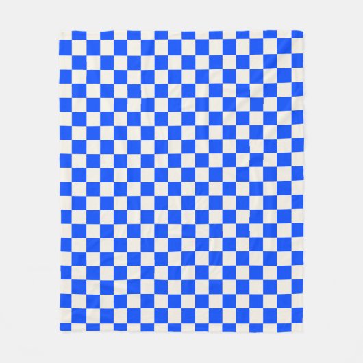 Cobalt and cream checkerboard pattern fleece deken (Voorkant)