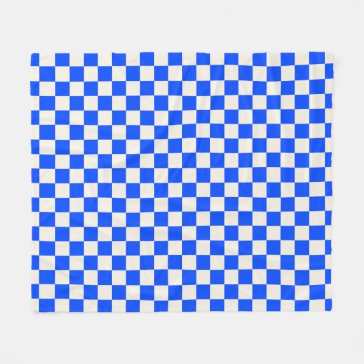 Cobalt and cream checkerboard pattern fleece deken (Voorkant (Horizontaal))