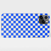 Cobalt and cream checkerboard pattern iPhone hoesje (Achterkant horizontaal)