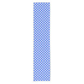 Cobalt and cream checkerboard pattern korte tafelloper (Voorkant)