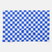 Cobalt and cream checkerboard pattern theedoek (Horizontaal)