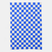 Cobalt and cream checkerboard pattern theedoek (Verticaal)