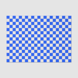 Cobalt and cream checkerboard pattern tissuepapier