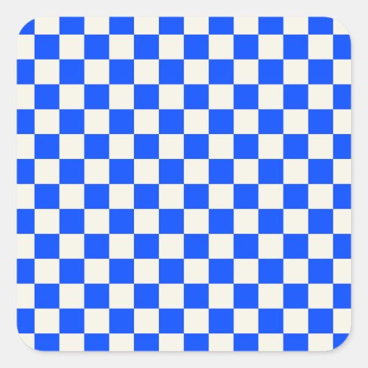 Cobalt and cream checkerboard pattern vierkante sticker (Voorkant)