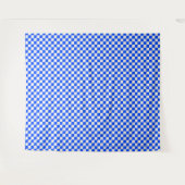 Cobalt and cream checkerboard pattern wandkleed (Voorkant (horizontaal))