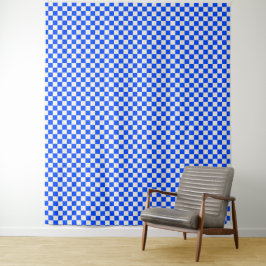 Cobalt and cream checkerboard pattern wandkleed