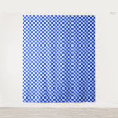 Cobalt and cream checkerboard pattern wandkleed (Voorkant)
