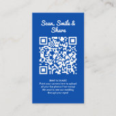 Cobalt Blau Foto Delen Capture Love QR Code Visitekaartje (Voorkant)