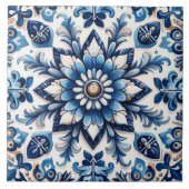 Cobalt Blauw en Wit Mexicaanse Naadloze Backsplash Tegeltje (Voorkant)