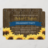 COBALT BLAUW RUSTIC SUNFLOWER ENGAGTY KAART (Voorkant / Achterkant)