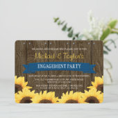 COBALT BLAUW RUSTIC SUNFLOWER ENGAGTY KAART (Staand voorkant)