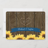 COBALT BLAUW RUSTIC SUNFLOWER ENGAGTY KAART (Achterkant)