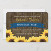 COBALT BLAUW RUSTIC SUNFLOWER ENGAGTY KAART (Voorkant)